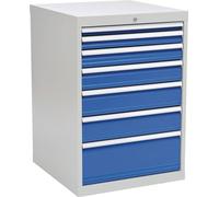 Armoire à tiroirs H1019xL705xP736mm gris clair/bleu signal 7 tiroirs à extension totale