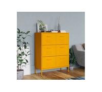 Vidaxl Armoire À Tiroirs Jaune Moutarde 80x35x101,5 Cm Acier. Multicolore