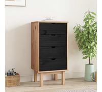 Armoire à Tiroirs Marron et Gris 45x39x90 cm Bois Pin Massif Salon vidaXL