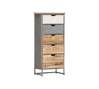 vidaXL Armoire à Tiroirs Meuble de Rangement Commode Buffet avec 5 Tiroirs Chambre à Coucher Intérieur 45x30x105 cm Bois de Manguier Massif Gris G