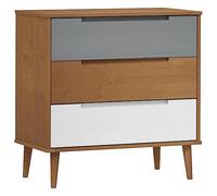 Armoire à tiroirs MOLDE - Marron - En pin massif - Avec vernis UV - 80 x 40 x 80 cm - Commode pour chambre à coucher, salon, couloir, rangement