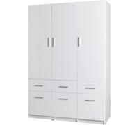 Armoire à trois portes et six tiroirs de la collection FLEX, en blanc brillant