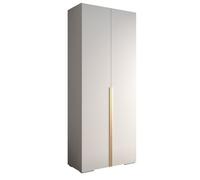 Armoire à Vêtements - ABIKSMEBLE Inova 1 - Penderie avec étagères, 236,7x100x47 cm, corps blanc, poignées dorées