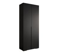 Armoire à Vêtements - ABIKSMEBLE Inova 1 - Penderie avec étagères, 236,7x100x47 cm, corps noires, poignées noires