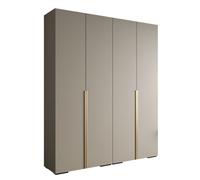 Armoire à Vêtements - ABIKSMEBLE Inova 1 - Penderie avec étagères, 236,7x200x47 cm, corps cachemire, poignées dorées