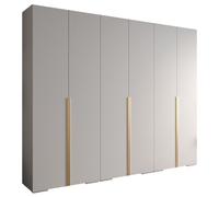 Armoire à Vêtements - ABIKSMEBLE Inova 1 - Penderie avec étagères, 236,7x300x47 cm, corps blanc, poignées dorées