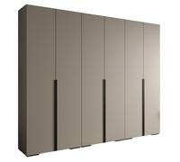 Armoire à Vêtements - ABIKSMEBLE Inova 1 - Penderie avec étagères, 236,7x300x47 cm, corps cachemire, poignées noires