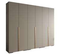 Armoire à Vêtements - ABIKSMEBLE Inova 1 - Penderie avec étagères, 236,7x300x47 cm, corps cachemire, poignées dorées