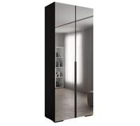 Armoire à Vêtements - ABIKSMEBLE Inova 1 - Penderie avec miroir et étagères, 236,7x100x47 cm, corps noires, poignées noires