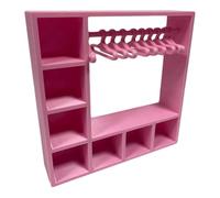Armoire à vêtements de poupée, 15,5 x 15,5 x 4 cm, meuble de rangement pour accessoires de maison de poupée avec 10 crochets, organiseur imprimé en 3D, pour vêtements de poupée Barbie, chaussures