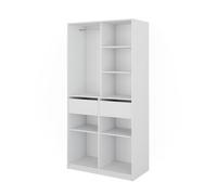 Armoire à vêtements Elmo, 100x200cm avec 2 tiroirs, Blanc, Vicco 50196