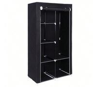 SONGMICS Armoire à Vêtements, Penderie, 1 Tringle à Vêtements, 6 Niveaux, Tissu Non-tissé, Cadre Métallique, 45 x 88 x 168 cm, pour Chambre, Couloir, Dressing, Noir RYG84H