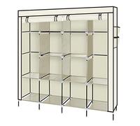 Armoire à vêtements portable avec 12 étagères et 4 poches latérales, housse en tissu non tissé anti-poussière, 167 x 44 x 180 cm (l x P x H), beige (beige)