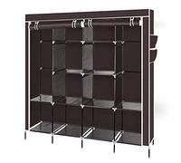 Armoire à vêtements portable avec 12 étagères et 4 poches latérales, housse en tissu non tissé résistant à la poussière, 167 x 44 x 180 cm (l x P x H), beige foncé