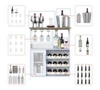 Armoire à Vin Buffet avec 1 Porte en Verre Et Tiroir 3 étages avec 8 Cubes De Vin Buffet pour Rangement De Vin avec Porte-Bouteille, Sideboard De Rangement pour Cuisine Et Salle à Manger