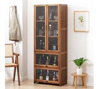 Armoire à vin et liqueur avec porte coulissante pour maison, salon, salle à manger et cuisine (marron, 65 x 32 x 170 cm)