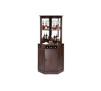 Armoire Industrielle de Coin-VEVOR-avec Porte- Grand Présentoir à Vin Autoportante -avec Porte-verres-Salon, Café, Marron