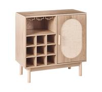 Armoire à Vin Panneau à Particules Pieds en Bois Façades en Rotin Style Boho Marron Clair Costello