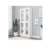 vidaXL Armoire à vitrine 802768 – Bois d'ingénierie, 2 portes, Blanc 82,5x30,5x185,5 cm