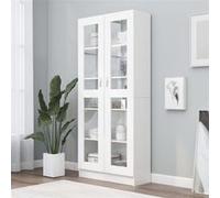 Armoire à vitrine Blanc 82,5x30,5x185,5 cm Bois d ingénierie Blanc G