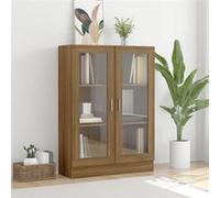 Armoire à vitrine Chêne brun 82,5x30,5x115cm Bois d ingénierie Chêne marron G