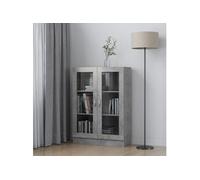 vidaXL Armoire à vitrine 802754, gris béton, 2 portes, bois d'ingénierie, 82,5x30,5x115 cm