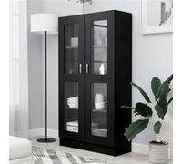Armoire à vitrine Noir 82,5x30,5x150 cm Bois d ingénierie Noir G
