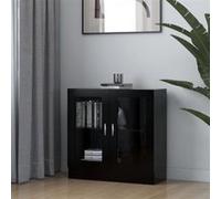 Armoire à vitrine noir 82,5x30,5x80 cm Bois d ingénierie noir G
