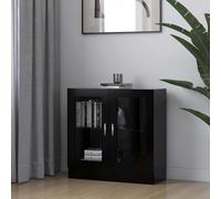 vidaXL Armoire à vitrine 802760 Bois d'ingénierie Noir 82,5x30,5x150 cm