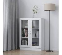 vidaXL Armoire à vitrine 802750 – Bois d'ingénierie, 2 portes – Blanc 82,5x30,5x115 cm