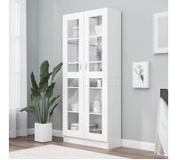 vidaXL Armoire à vitrine 802768 – Bois d'ingénierie, 2 portes, Blanc 82,5x30,5x185,5 cm