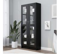 Vidaxl Armoire À Vitrine Noir 82,5x30,5x185,5 Cm Bois D'ingénierie Noir