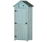 Armoire Abri De Jardin Remise Pour Outils 3 Étagères 2 Portes Loquets Toit Pente Bitumé 77l X 54l X 179h Cm Sapin Traité Bleu Bleu