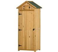 Outsunny Armoire de jardin Abri outils – 3 étagères, 2 portes, toit bitumé, 77x54x179 cm, jaune