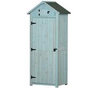Armoire Abri De Jardin Remise Pour Outils 3 Étagères 2 Portes Loquets Toit Pente Bitumé 77l X 54l X 179h Cm Sapin Traité Bleu Bleu