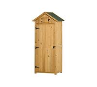 Outsunny Armoire de jardin Abri outils – 3 étagères, 2 portes, toit bitumé, 77x54x179 cm, jaune
