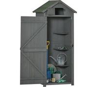Outsunny Armoire abri de jardin sapin traité 3 étagères 2 portes toit bitumé 77×54,2×179 cm Gris
