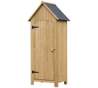 Armoire Abri De Jardin Remise Pour Outils 3 Étagères Porte Loquet Toit Pente Bitumé Dim. 77l X 54l X 179h Cm Bois Sapin Pré-Huilé