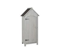 Armoire abri de jardin remise pour outils 3 étagères porte loquet toit pente bitumé dim. 77L x 54l x 179H cm bois sapin pré-huilé gris