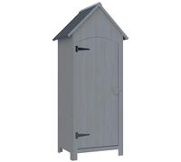 Armoire Abri De Jardin Remise Pour Outils 3 Étagères Porte Loquet Toit Pente Bitumé Dim. 77l X 54l X 179h Cm Bois Sapin Pré-Huilé Gris