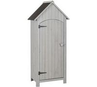 Armoire Abri De Jardin Remise Pour Outils 3 Étagères Porte Loquet Toit Pente Bitumé Dim. 77l X 54l X 179h Cm Bois Sapin Pré-Huilé Gris