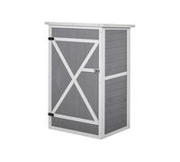 Outsunny Armoire abri de Jardin Remise pour Outils Bois de Sapin pré-huilé Toit bitumé incliné - Grande Porte verrouillable loquet - 2 étagères - dim. 75L x 56l x 115H cm