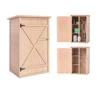 Armoire abri de jardin - remise pour outils - Outsunny - toit bitumé incliné porte verrouillable - bois - 75x56x115cm - naturel