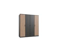 Armoire AGIA Décor et chene 4 portes battantes 2 tiroirs L180 H199 P58 cm