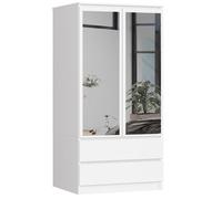 Armoire AKORD S60 avec miroir Blanche 60 cm 2 portes 2 tiroirs façade Blanche 1 étagère 60x51x180 cm