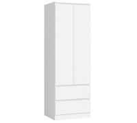 Armoire AKORD S60 Blanche 60 cm 2 portes 2 tiroirs façade Blanche 1 étagère 60x51x180 cm