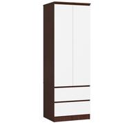 Armoire AKORD S60 Wengé 60 cm 2 portes 2 tiroirs façade Blanche 1 étagère 60x51x180 cm