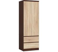 Armoire AKORD S60 Wengé 60 cm 2 portes 2 tiroirs façade Chêne Sonoma 1 étagère 60x51x180 cm