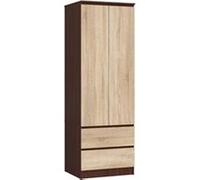 Armoire AKORD S60 Wengé 60 cm 2 portes 2 tiroirs façade Chêne Sonoma 1 étagère 60x51x180 cm Wengé / Chêne Sonoma G
