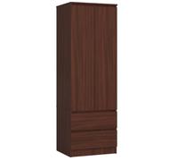 Armoire AKORD S60 Wengé 60 cm 2 portes 2 tiroirs façade Wengé 1 étagère 60x51x180 cm